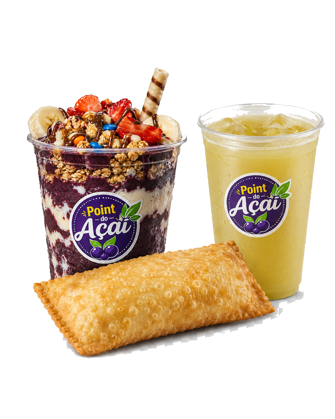 Açaí, pastel e caldo de cana